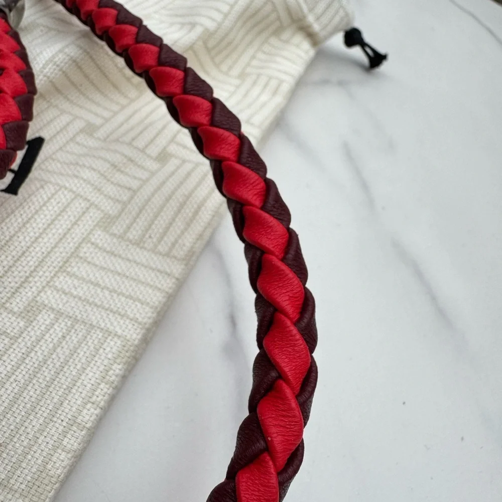 Bottega Veneta Red Braided Leather Key Holder